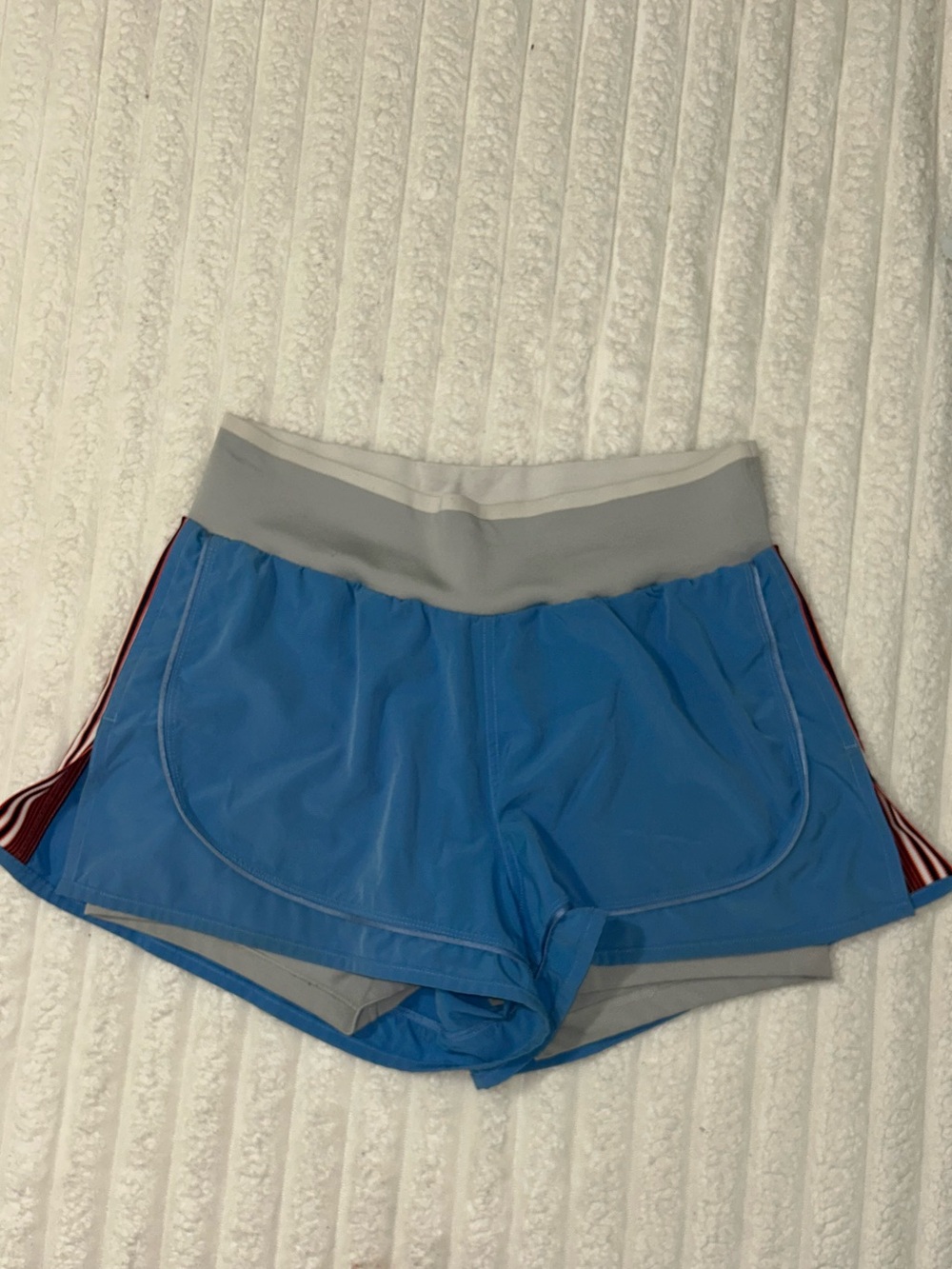 Adidas by Stella McCartney Sky Blue Athletic Shorts with Gray Waistband